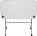 Office Star Resin Multipurpose Flip Training Table with Locking Casters for Home or Office, 4 Feet Light Gray