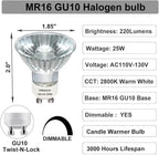 Vinaco GU10 Bulb 6 Pack, MR16 Halogen, Warm White 2800K, Dimmable For NP5 GU10 25W Bulb Candle Warmer, Track Light, Hood Bulbs
