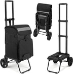 Housolution Foldable Shopping Cart for Groceries, 300LBS Collapsible Portable Grocery Carts on Wheels, 2 in 1 Rolling Hand Truck with Detachable Bag, Folding Utility Cart for Shopping and Travel