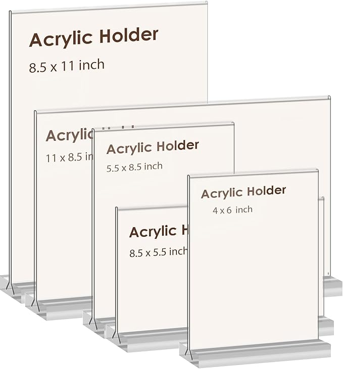newnewshow 4x6 Inch Clear Acrylic Sign Holder, Display Stand, Plastic Card Holder for Business, Office, Retail (4x6 Inch 12 Pack)