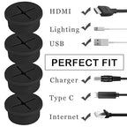 12 Pcs Cable Cord Grommet Silicone Cable Grommet 3/4" Wire Hole Cover Cable Management Wire Organizer Cable Pass Through Desk Grommet for Table, Computer Desk, Office, Home (Black)