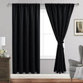 JIUZHEN Blackout Curtains for Bedroom - 60 Inch Extra Wide Thermal Insulated Room Darkening Privacy Soundproof Curtains for Living Room/Dorm Room, Set of 2 Panels, 60 x 72 inches, Black