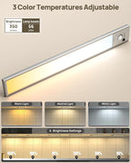 Under Cabinet Lights Wireless,12" Motion Sensor Light Indoor with Remote Control,2500mAh LED Rechargeable Battery Operated Closet Light,3 Color Temps,Under Counter Lights for Kitchen,Stairs,Hallway