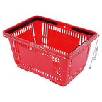12Pcs 18L Shopping Baskets with Handles, Portable Plastic Retail Grocery Baskets Large Capacity for Stores, Supermarket, Retail, Groceries Shopping (Red)