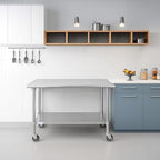 Hally Stainless Steel Table for Prep & Work 24 x 72 Inches with Caster Wheels, NSF Commercial Heavy Duty Table with Undershelf and Galvanized Legs for Restaurant, Home and Hotel