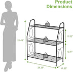 Plant Stand, 3 Tier Plant Shelf for Indoor Outdoor, Heavy Duty Metal Outdoor Plant Stand Holder Rack for Living Room Balcony and Garden, Iron Wire, Black