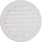 Vent Systems - 4 Inch (Inner) White Metal Round Soffit Air Vent Grille Cover, Register air Vent Deflector, Louver - Built-in Mesh - HVAC for Bathroom, Home Office, Kitchen 5 Inch (Outer)