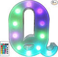 Pooqla Colorful LED Marquee Letter Lights with Remote – Light Up Marquee Signs – Party Bar Letters with Lights Decorations for The Home - Multicolor Q