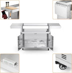 Stainless Steel Grill Cart for Hygrill 5-Burner Built-In Gas Grill, Outdoor Kitchen Island with Foldable Side Shelves and Storage Cabinet