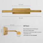 Brass Picture Light for Wall: 30" Hardwired Swing Arm Vintage Brushed Long Art Lighting over Pictures Frame - Decorative Gallery Portrait Painting Display Accent Light for Museum Artwork Bulb Included