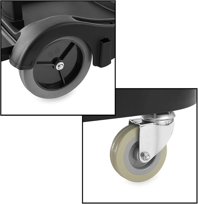 Dryser Commercial Janitorial Cleaning Cart on Wheels - Black Housekeeping Caddy with Cover, Shelves and Vinyl Bag