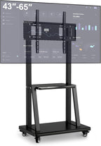 Smart Board Stand with Wheels,Height Adjustable Mobile Rolling Stand for Classroom & Office, Holds up to 300lbs, Whiteboard Portable Cart on Wheels (for 43-65 Inch Smart Board)