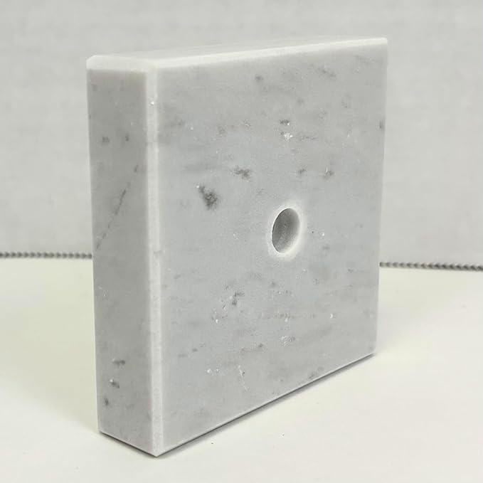 Genuine Marble Trophy Base – Polished Beveled Display Stand with Center Hole, 3/4" Thick, Multiple Sizes for Awards, Crafts & 3D Prints (White Marble, 2x2 inch)