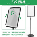GUOHONG Heavy Duty Sign Stand Adjustable 8.5 x 11 Inch Sign Holder Aluminum Snap Open Frame Floor Poster Stand Vertical Horizontal Black