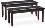 Giantex Button-Tufted Dining Bench, 45.5' PU Leather Upholstered Padded Bench for Bedroom Kitchen Living Room & Entryway, Solid Rubber Wood Legs, Supports Up to 400 Lbs