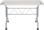 Office Star Resin Multipurpose Flip Training Table with Locking Casters for Home or Office, 4 Feet Light Gray