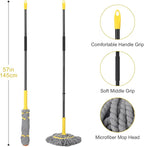 Self-Wringing Twist Mops for Floor Cleaning, Microfiber Floor mop with 57 " Long Handle, Easy Wringing Mop for Hardwood Commercial Household Clean (Gray Twist Mop)