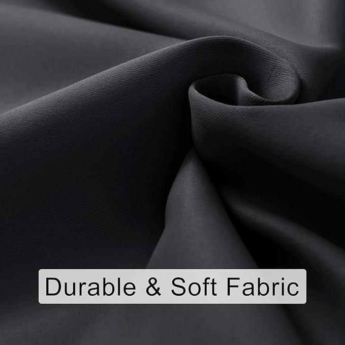 JIUZHEN Short Blackout Curtains for Small Window - Cafe Room Darkening Privacy Energy Saving Window Curtains Tiers for Bathroom,Kitchen, W 42 x L 30, Set of 2 Panels with Tiebacks, Dark Grey