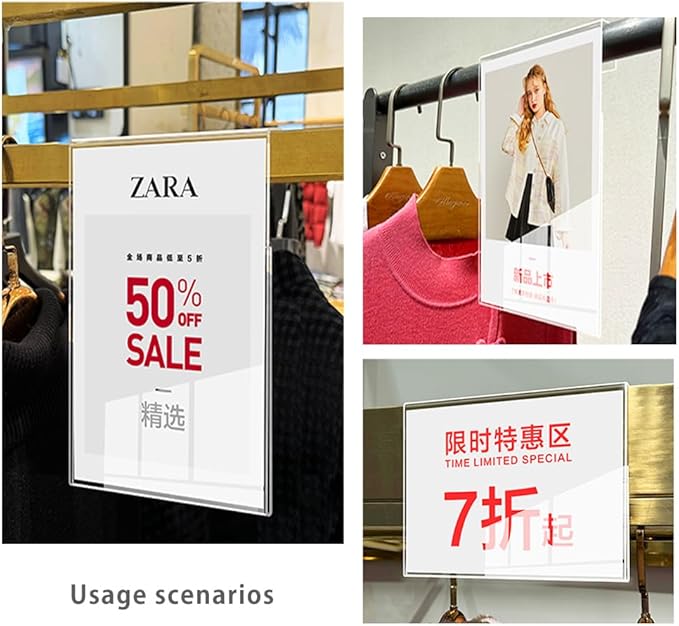 Acrylic Sign Holder Price Tag Displays Sign Holder Ads Display Stand for Retail Store Clothing Price (Vertical A4 210×297mm/8.27×11.69 inches)