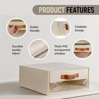 Closet Organizers and Storage Bins, Stackable Storage Drawers, Fabric Organizer Bins with Drawers,Stackable Closet Bins with Clear Window for Bedroom, Shelf,Room15.7"x 12.6"x 6.7"(Beige)