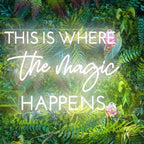 This Is Where The Magic Happens Neon Sign,30inches Custom Beauty Salon Neon Decor,LED Sign for Beauty Room,Pink Beauty Office Sign,Wedding Party Sign