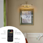 Battery Operated Picture Light with Remote,Wireless Gallery Lights Brass 12in Rechargeable Display Light with Flexible Swing Arm,Dimmable Wall Sconce for Artwork on Wall