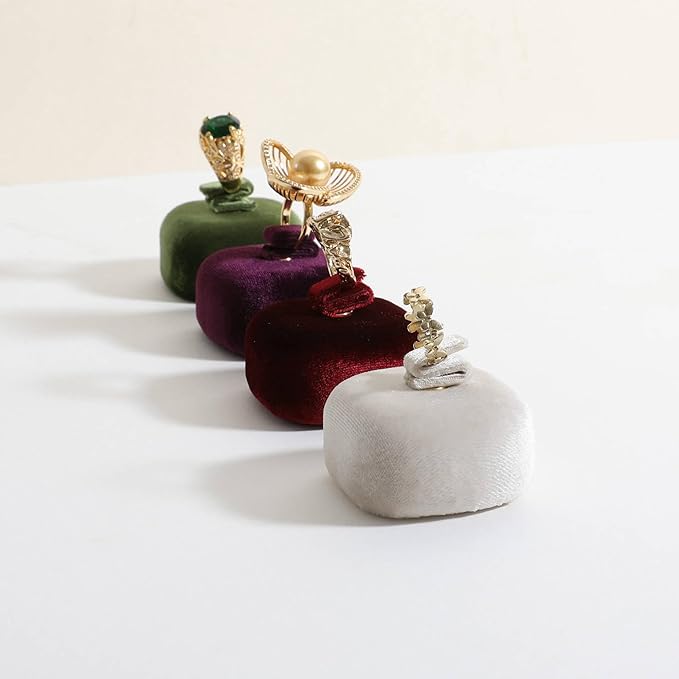 GemeShou Beige Ring Display Stand for Jewelry, Velvet Single Ring Holder for selling, Cute Jewelry Display for Show【Beige】