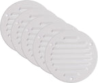 Vent Systems - 4 Inch (Inner) Pack of 5 White Metal Round Soffit Air Vent Grille Cover, Register air Vent Deflector, Louver - Built-in Mesh - HVAC for Bathroom, Home Office, Kitchen 5 Inch (Outer)