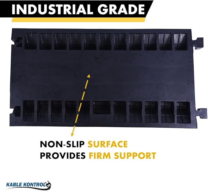 Kable Kontrol Atlas Heavy Duty Cable Protector Ramp - 3 Channel - 1 Pc - 36” Long Black & Yellow – 44000 Lbs Capacity - Rubber Speed Bump Wire Protector Cord Cover – CP9986