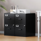 2 Drawer File Cabinet with Lock, Metal Filing Cabinets for Home Office, Vertical Black Small Caninet for Home Office, Steel Narrow Two Drawer File Cabnet for Letter/File Box- Assembly Required