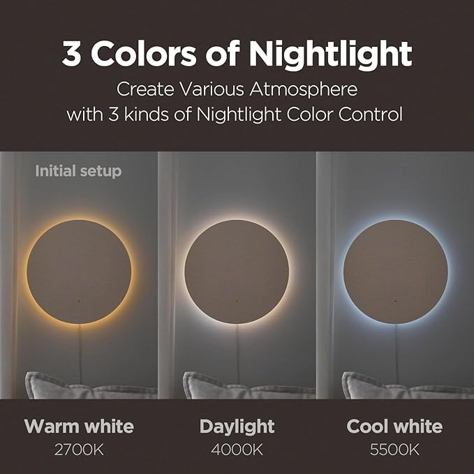 mooas Full Moon LED Silent Wooden Digital Wall Clock with Remote Control, Backlight Nightlight Digital Wood Wall Clock, Sunrise Alarm Melody, 5 Level Brightness Modern Decorative Office Livingroom