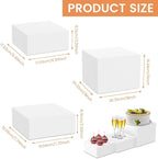 White Acrylic Buffet Risers 3PCS, Food Risers for Buffet Table, Food Display Stands for Party Catering Dessert Collectibles, Cube Boxes Display(Size 6.9", 7.7", 8")