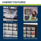 Akro-Mils 44-Drawer Plastic Drawer Storage Cabinet for Garage Organization, Bead Organizer, Building Bricks Storage, Teacher Toolbox, Makeup Organizer, 20-Inch W x 6-Inch D x 16-Inch H, 10144 Red