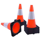 8 Pack 18 Inch Orange PVC Traffic Cones Black Base Stable Durable, Parking Lot Driveway School Training Safety Cones Multi-Purpose (8, Orange, 18 Inch)