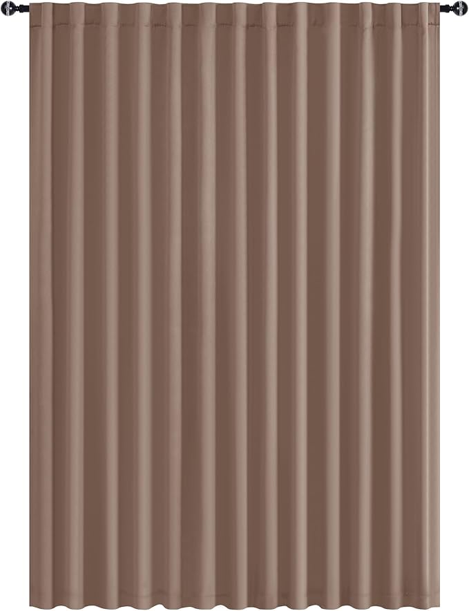 Hiasan Blackout Patio Sliding Door Curtain Extra Wide Thermal Insulated Blind Privacy Room Divider Curtain with Back Tab & Rod Pocket for Bedroom Partition Glass Door (100 x 84 Inches, Khaki)