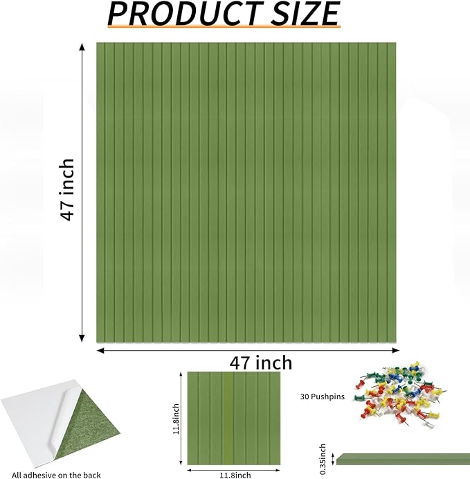 Large Felt Bulletin Board 47x47 Inch, 16pcs Peel and Stick Felt Wall Tiles Modern Push Pin Board for Wall Organization