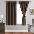 JIUZHEN Blackout Curtains for Bedroom– Thermal Insulated,Noise Reducing Room Darkening Privacy Rod Pocket Drapes for Living Room, Set of 2 Panels with Tiebacks, 42 x 54 inch Long, Brown