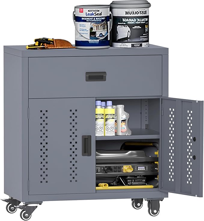 Metal Tool Chest, Garage Storage Cabinet on Wheels, Upgraded Deep Rolling Tool Chest Drawer Organizer, Portable Steel Tool Box, Tool Cabinet Storage for Garage, Warehouse, Workshop