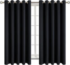BGment Blackout Curtains - Grommet Thermal Insulated Room Darkening Bedroom and Living Room Curtain, Set of 2 Panels (70 x 63 Inch, Black)