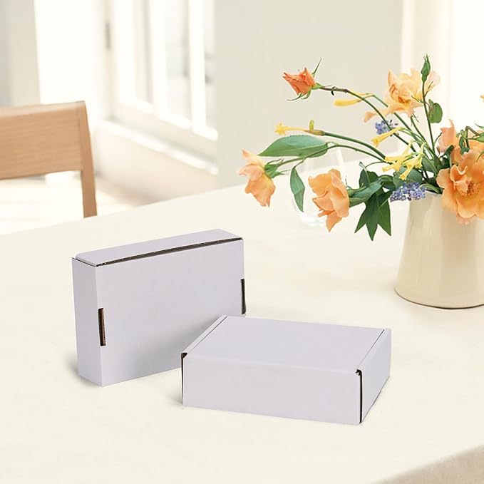 HORLIMER 40 Pack 7x5x2 Shipping Boxes, White Corrugated Cardboard Box for Mailing, Packaging, Small Business