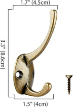 IBosins 32 Pack Antique Brass Coat Hooks Wall Mounted with 64 Screws Retro Double Hooks Utility Hooks for Coat, Scarf, Bag, Towel, Key, Cap, Cup, Hat