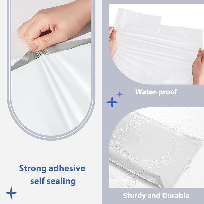 Fuxury 500 Pack 17.7x22" White Large Poly Mailers Bulk,Waterproof Mailing Envelopes for Clothing,XL Strong Adhesive Self Seal Poly Shipping Bags for Postage Return Books Small Business