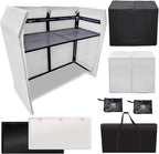 AxcessAbles DJ BOOTH XL 58" wide x 29" deep DJ Facade Table | Portable Extra Wide DJ Table Booth with Black and White Scrims, Carry Cases | Large DJ Controller Stand | Music Mixer Stand