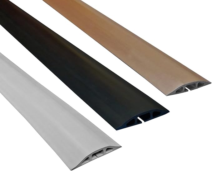 Electriduct D-2 Low Profile Rubber Duct Cord Cover Floor Cable Protector - 5 Feet - Gray - Pack of 4 (Raw Rubber Material)