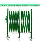 GYMTIME Industrial Expandable Metal Barricade, 16 Feet, Green, Folding Security Gate Safety Barrier with Casters, Flexible Mobile Barrier Gate, Adjustable Traffic Fence