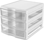 Life Story 3 Drawer Stackable Shelf Organizer Plastic Storage Drawers for Bathroom Storage, Make Up, Or Pantry Organization, White (2 Pack)