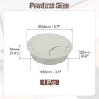 PATIKIL 3 Inch Desk Grommet, 4Pcs Cable Grommet Wire Management Cable Hole Cover Cord Organizer for Office Home Table Countertop, Gray