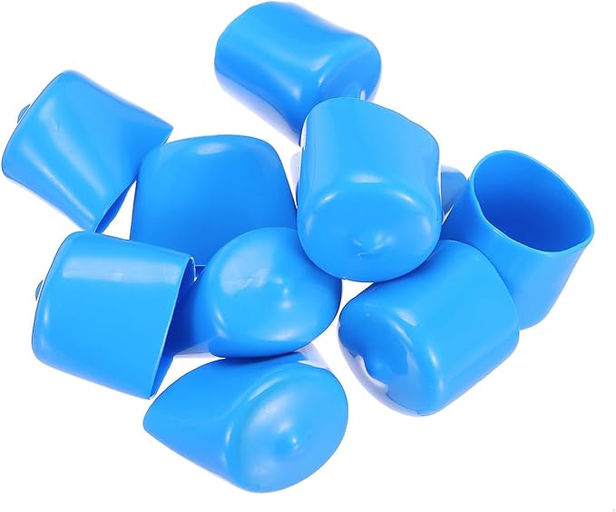 uxcell 10pcs Rubber End Caps 25mm(1") ID Vinyl Round End Cap Cover Screw Thread Protectors,Light Blue