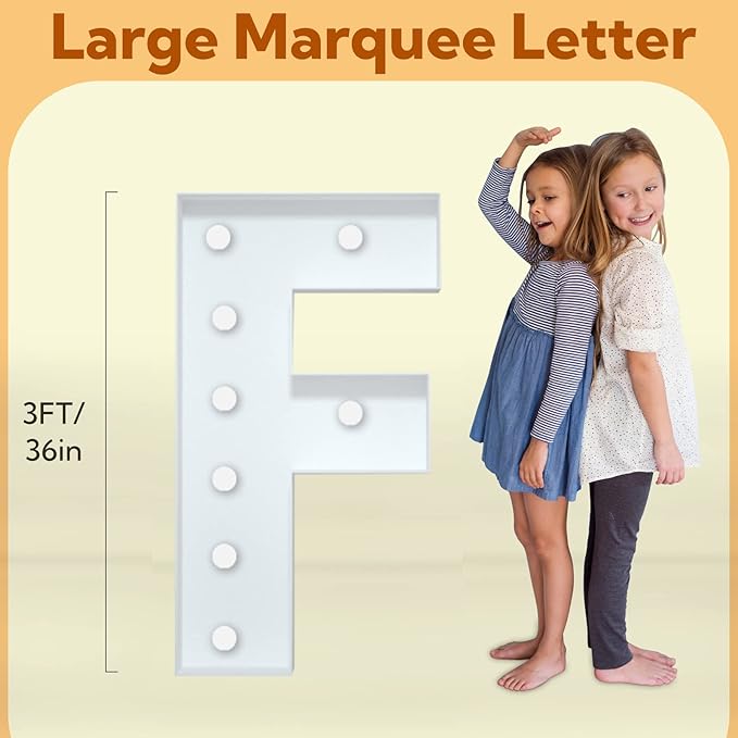 imprsv 3FT Marquee Letters, Mosaic Light Up Letters for Birthday Baby Shower Wedding Engagement Party Backdrop Decor, Large Marquee F for Party Decorations