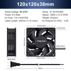 Wathai EC Industrial Case Fan 120mm x 38mm Ball Bearing 116 CFM AC 110V 115V 120V 220V 240V Brushless Cooling Fan 120x120x38mm